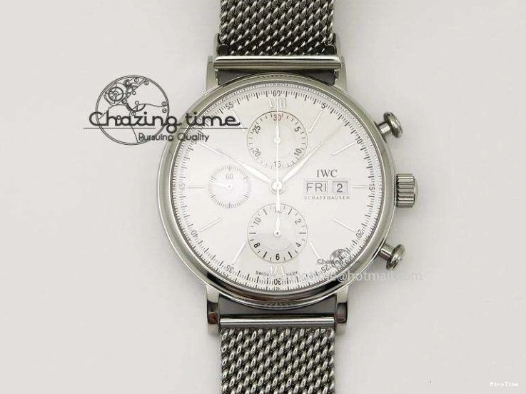 MIROTIME 1225 Pilot Chrono SS IW387809 ZF 1:1 Best Edition Silver Dial Blue Numbers On Blue Leather Strap A Lightweight 7263